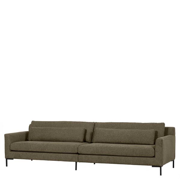 Wohnzimmer Sofa 4 Personen in Taupe und Schwarz Webstoff und Metall