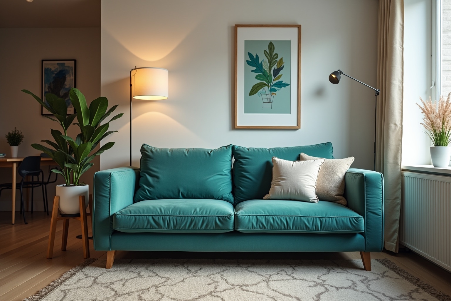 Welche Farben passen zum Petrol Sofa?